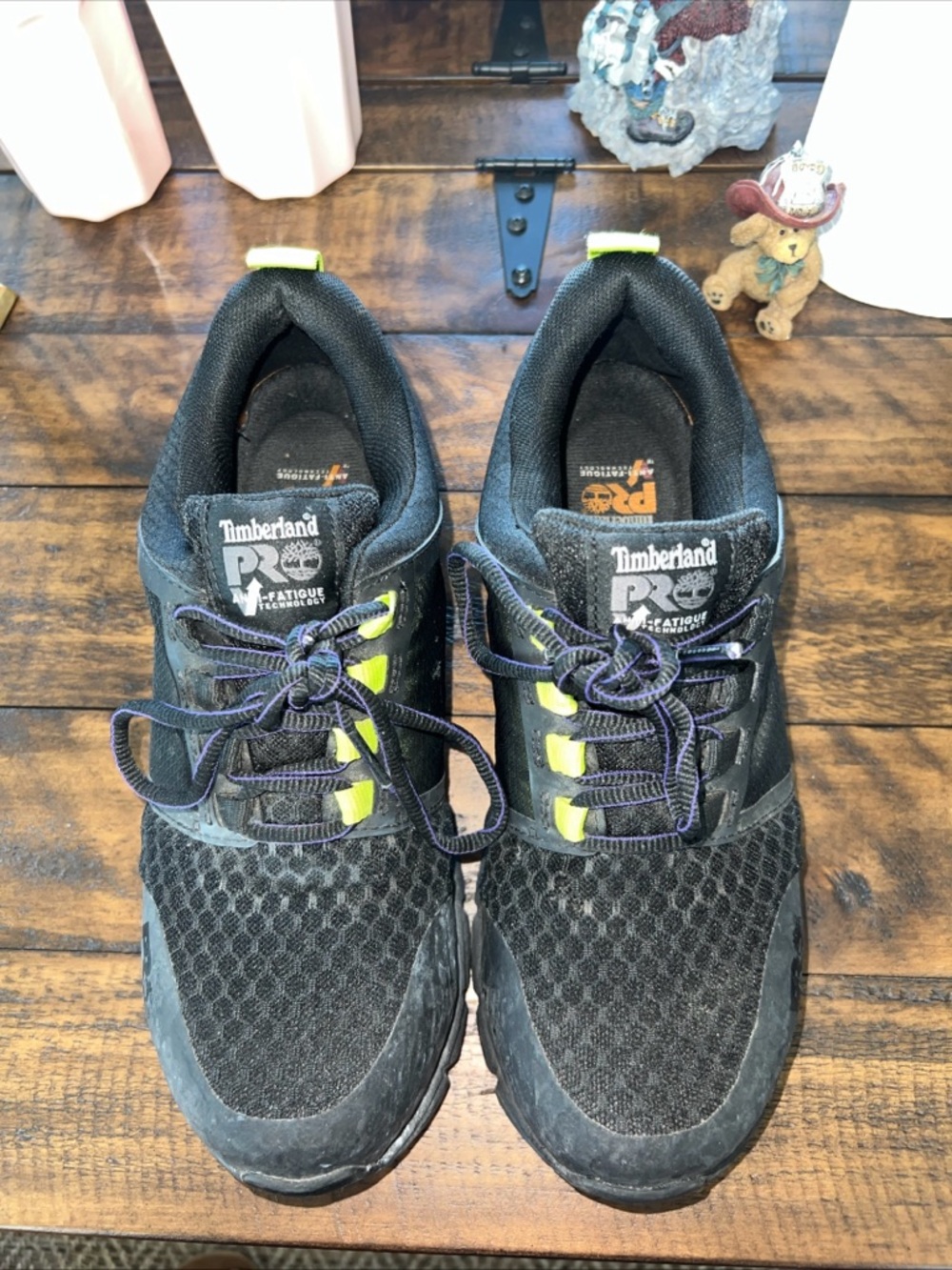 Timberland PRO Black Work Sneakers with Purple Stitching